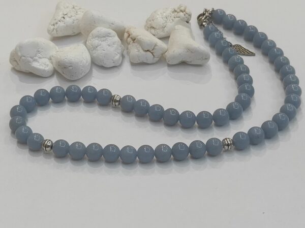 Angelit ogrlica izrađena od fino poliranih svjetlo-plavih perli poludragog kamena