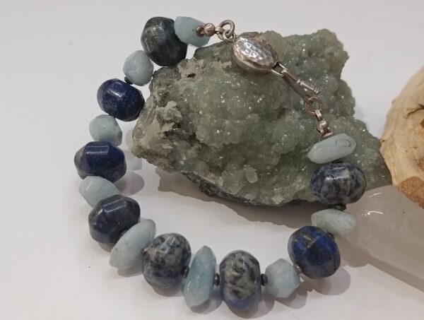 Akvamarin i Lapis Lazuli narukvica od srebra